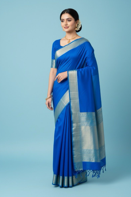 Royal Blue Mysore Silk Saree – Timeless Luxury in Every Fold