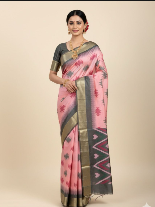Charming Pink Soft Silk Saree with Elegant Border