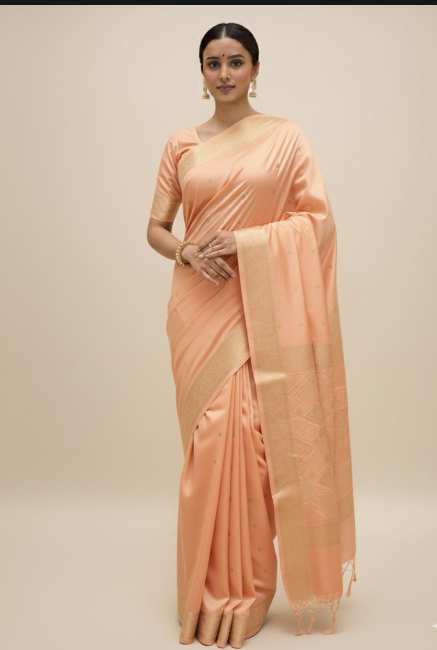 Elegant Light Cream Silk Saree with Subtle Charm