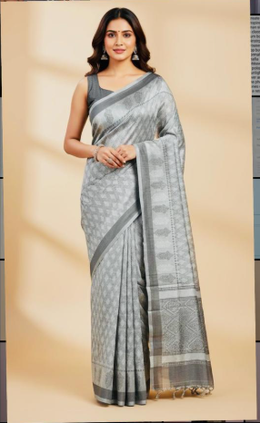 Elegant White Silk Saree with Subtle Detailing