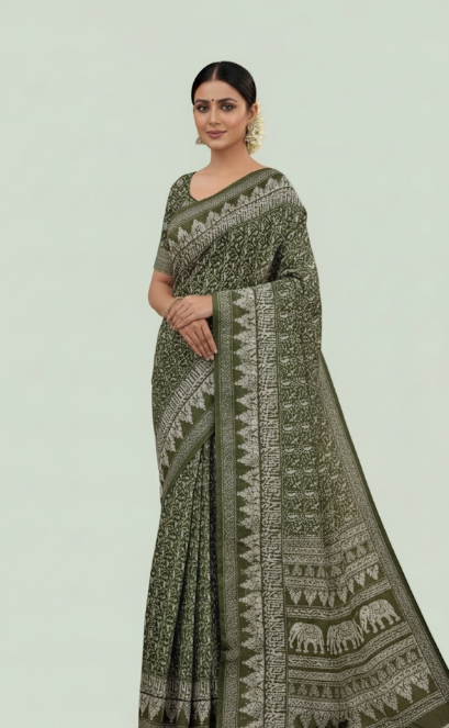 Elegant Green Ethereal Saree – Grace in Every Drape