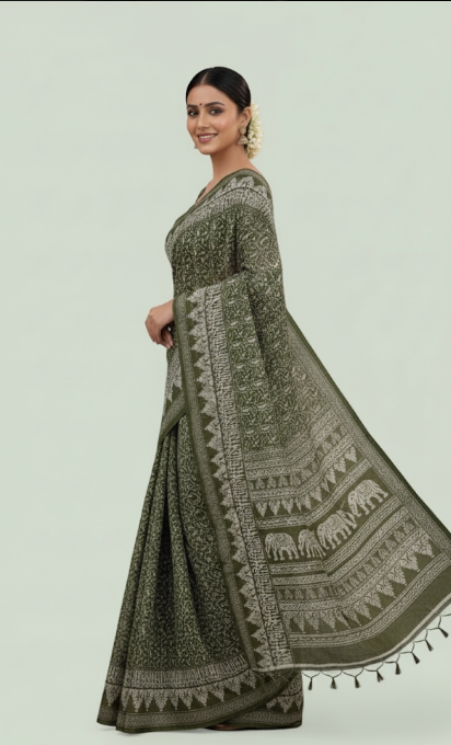 Elegant Green Ethereal Saree – Grace in Every Drape