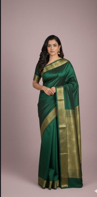 Emerald Green Silk Saree – Elegant Beauty in Every Drape