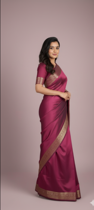 Royal Purple & Pink Silk Saree – A Blend of Elegance and Charm