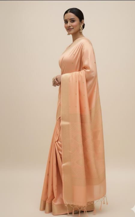 Elegant Light Cream Silk Saree with Subtle Charm
