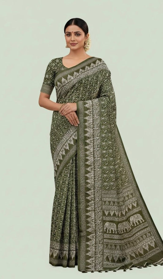 Elegant Green Ethereal Saree – Grace in Every Drape