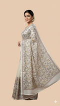 Classic Cream & White Silk Saree with Subtle Elegance