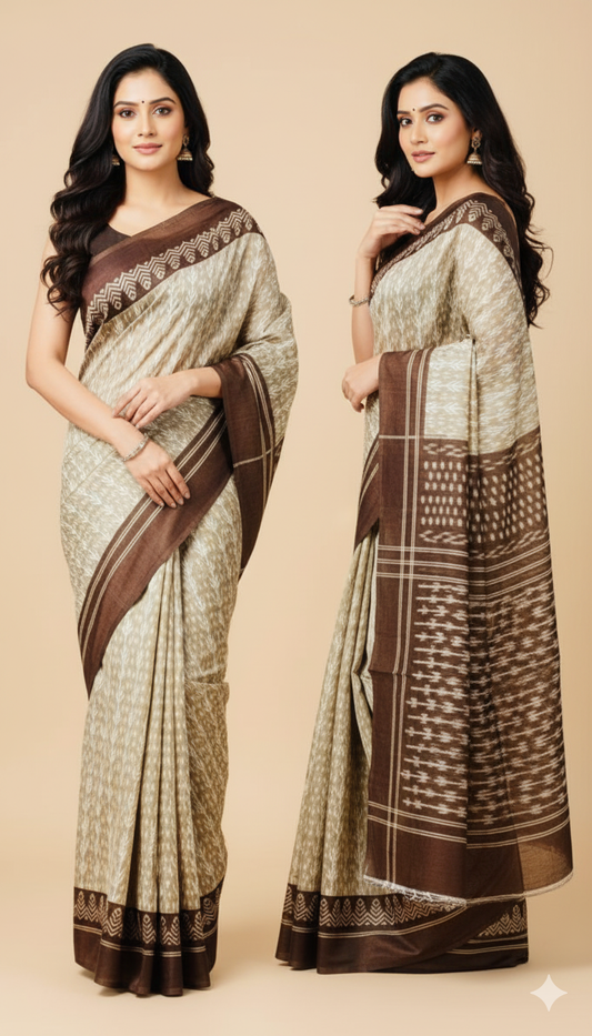 Rich Brown Silk Saree with Classic Elegance