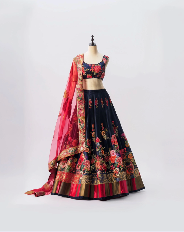 Ratri Pushp – The Midnight Blossom Lehenga