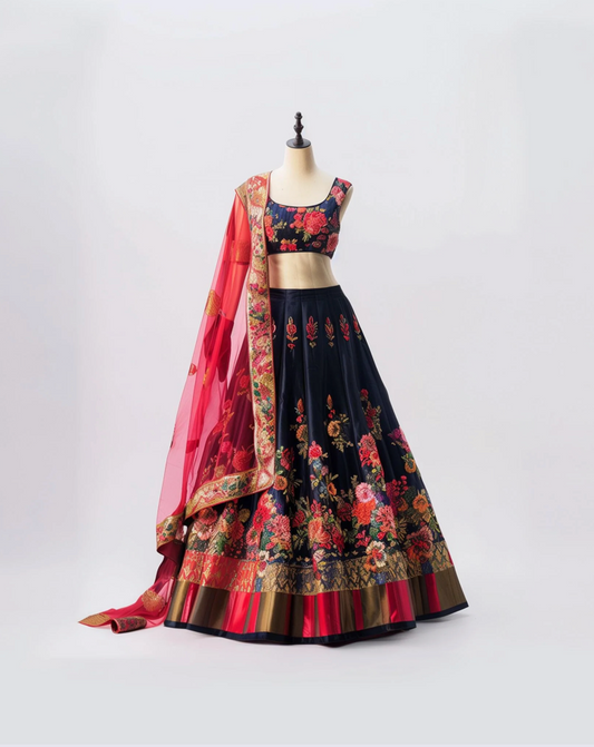 Ratri Pushp – The Midnight Blossom Lehenga