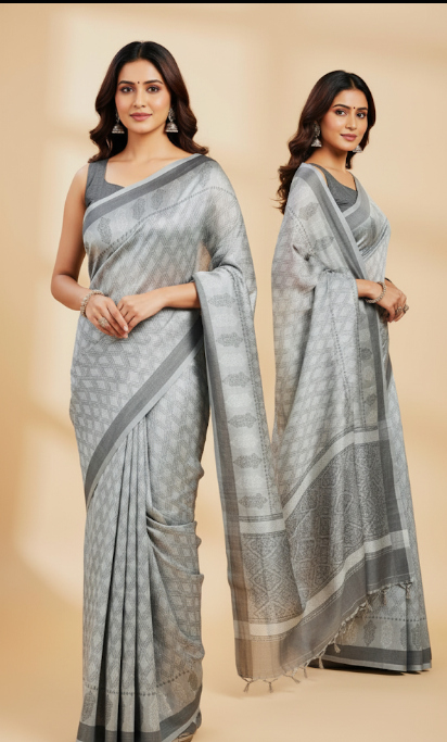 Elegant White Silk Saree with Subtle Detailing