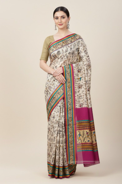 Pure White Saree with Striking Black Border – Classic Grace