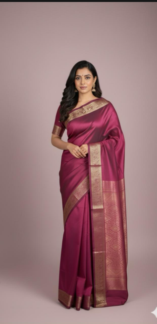 Royal Purple & Pink Silk Saree – A Blend of Elegance and Charm