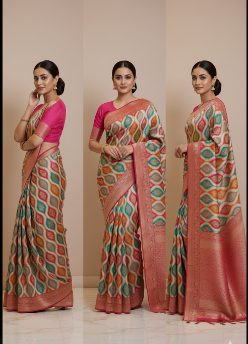 Luxurious Pashmina Saree with Elegant Weave