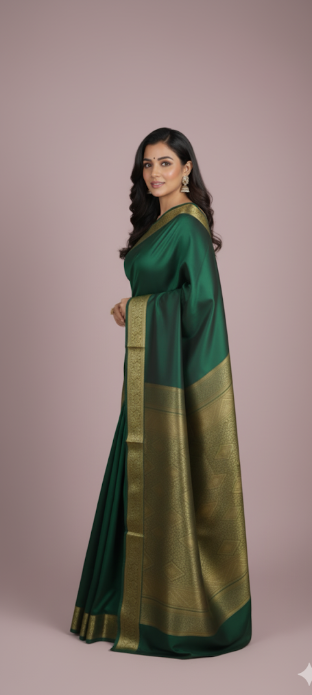 Emerald Green Silk Saree – Elegant Beauty in Every Drape