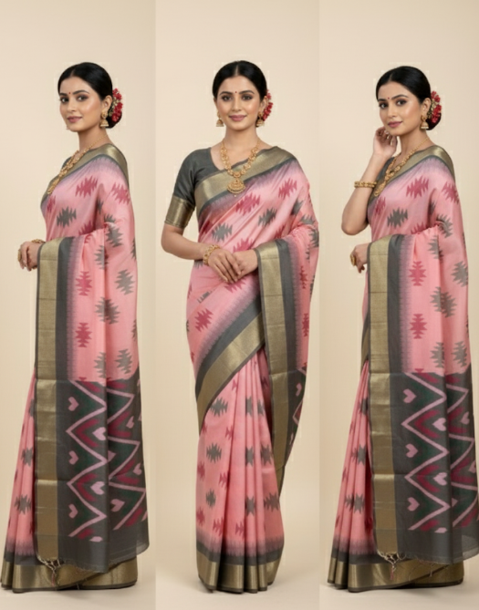 Charming Pink Soft Silk Saree with Elegant Border