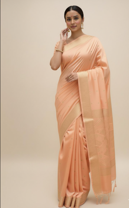 Elegant Light Cream Silk Saree with Subtle Charm