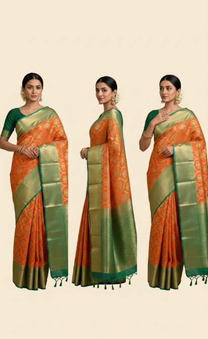 Majestic Kanchipuram Silk Saree with Exquisite Zari Detailing