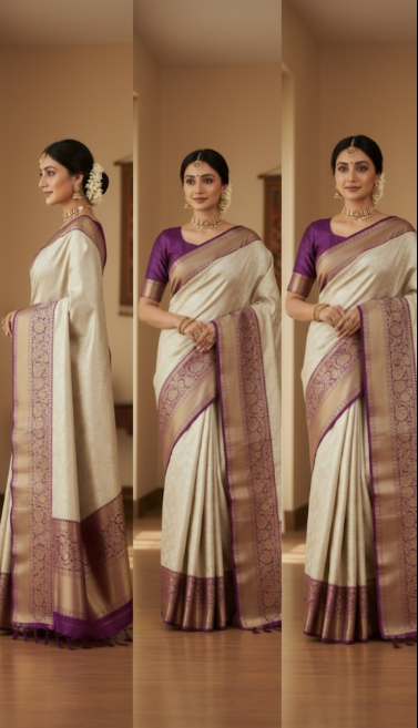 Luxurious Royal Kanchipuram Silk Saree with Ornate Zari Work